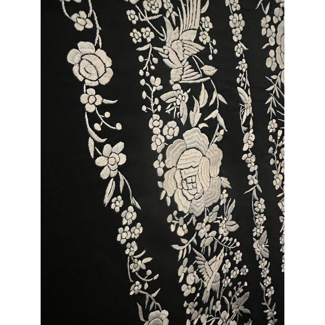 Antique Embroidered Piano Shawl/ Table Cloth For Sale