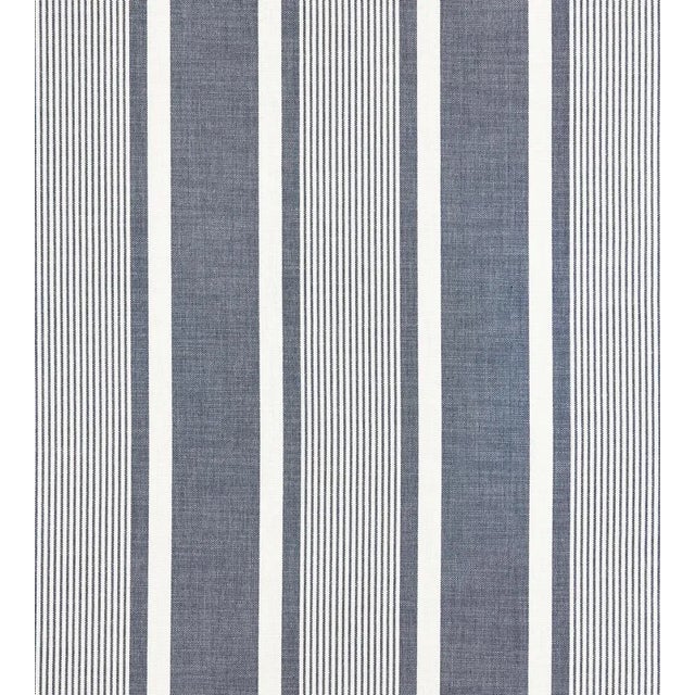 The House of Scalamandré Wellfleet Stripe Fabric, Denim For Sale