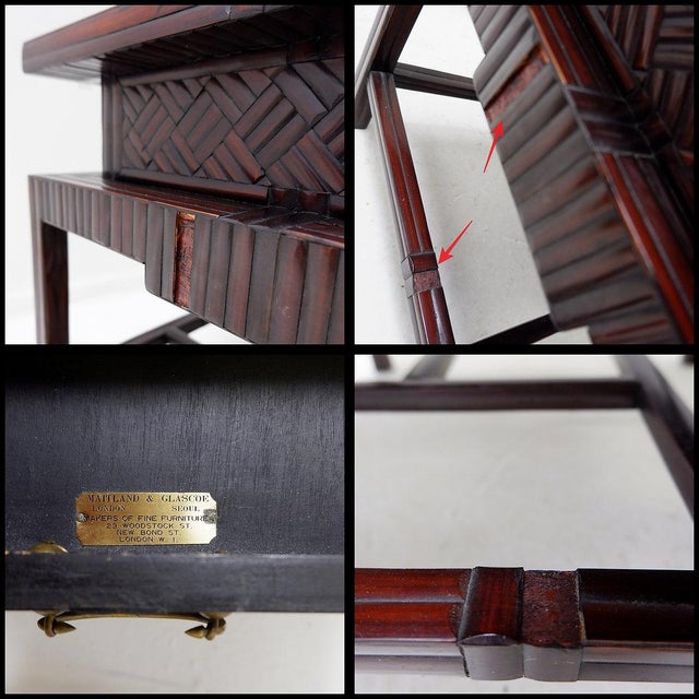 Vintage Pagoda Tables in Faux Bamboo with Chevron Pattern from Maitland & Clasco, 1980s, Set of 2 For Sale - Image 15 of 16