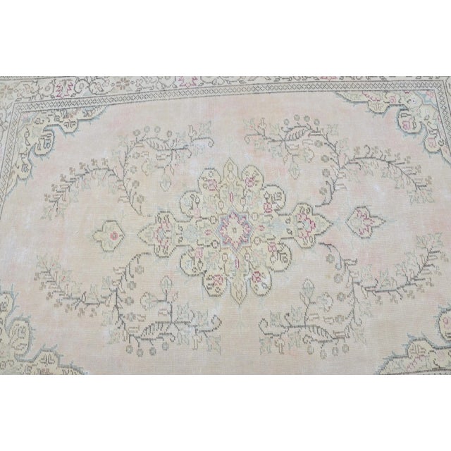 Textile 1960s Handmade Vintage Natural Pale Turkish Carpet For Sale - Image 7 of 11