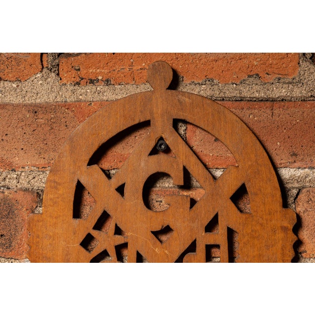 Antique Masonic Folk Art Wall Cabinet With Drawers For Sale - Image 4 of 5
