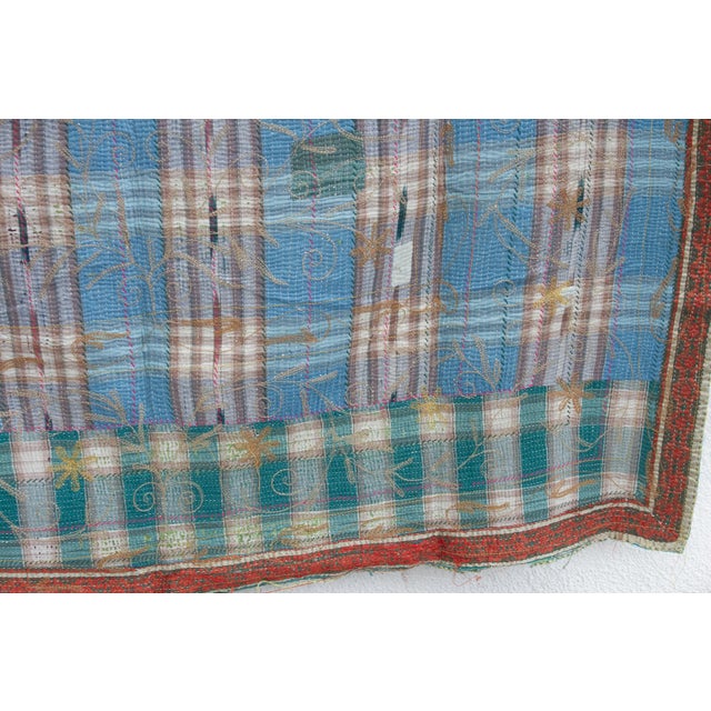 Turquoise Vintage Turquoise & Gold Suzani Throw For Sale - Image 8 of 12