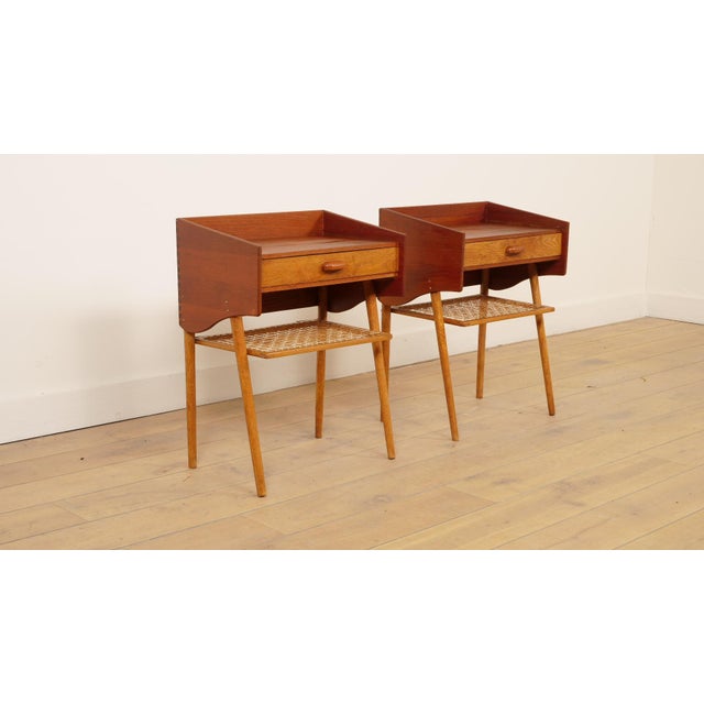 This charming set of vintage Danish bedside tables is a wonderful example of characterful Scandinavian design. The bedside...