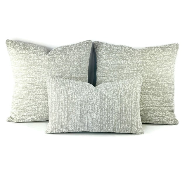2020s Perennials Rock Steady in White Sands Lumbar Pillow Cover - Gray and White Textured Speckle Outdoor Rectangle Cushion Cover For Sale - Image 5 of 5