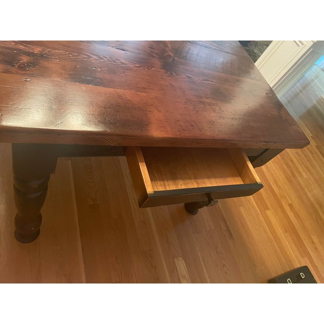 Rustic Farm Style Reclaimed Pine Dining Table For Sale - Image 3 of 5