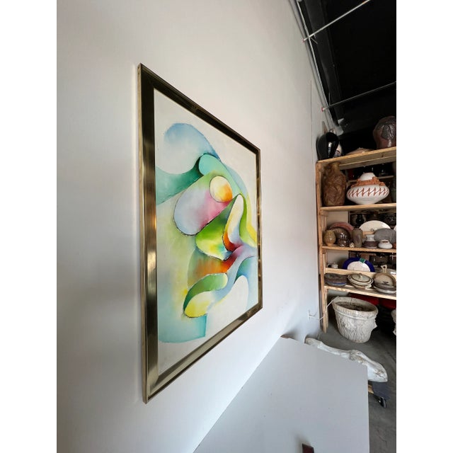 Available for sale this fantastic and colorful expressionist abstract original oil painting on canvas by Hilda Rindom....