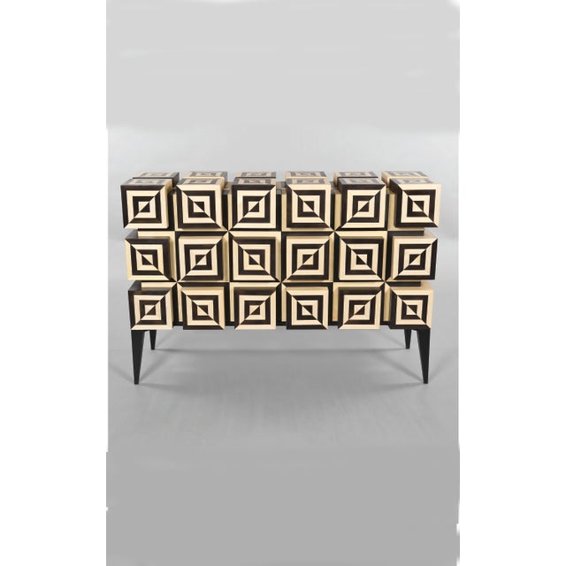 Ondulation 2 Buffet in Black and White Sycamore Marquetry by Aymeric Lefort For Sale - Image 13 of 15