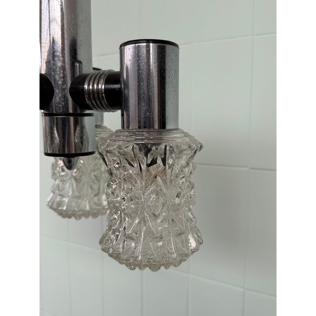 Italian Pendant Light in Glass and Steel from Targetti, 1970s For Sale - Image 6 of 18