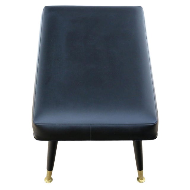 1950s Mid-Century Black Vinyl Stool, 1950s For Sale - Image 5 of 9
