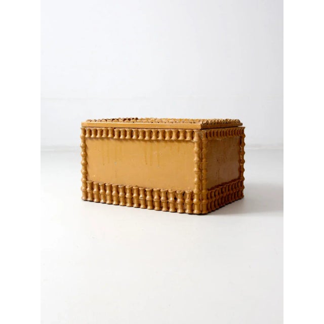 American Antique Folk Art Spool Trunk For Sale - Image 3 of 12