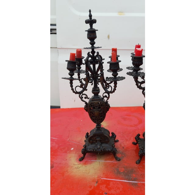 19th Century Bronze Candelabra, Set of 2 For Sale - Image 6 of 11