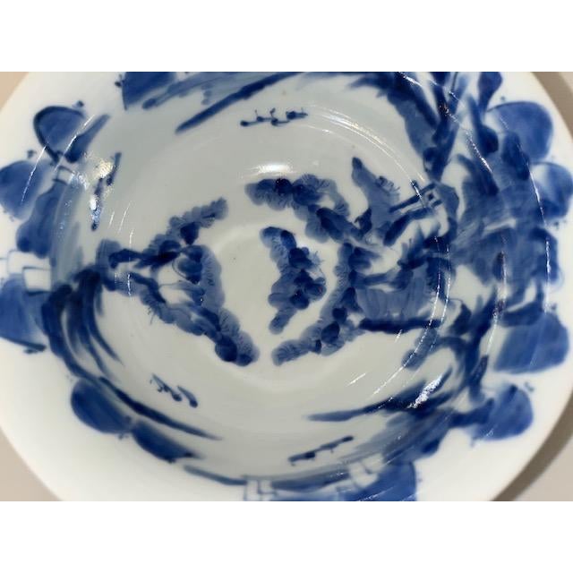 Antique Japanese Blue and White Sake Cup Washing Bowl For Sale - Image 17 of 18
