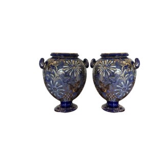 Small Antique Doulton Vases, 1880s, Set of 2 For Sale