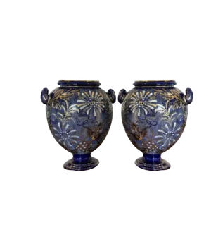 Small Antique Doulton Vases, 1880s, Set of 2