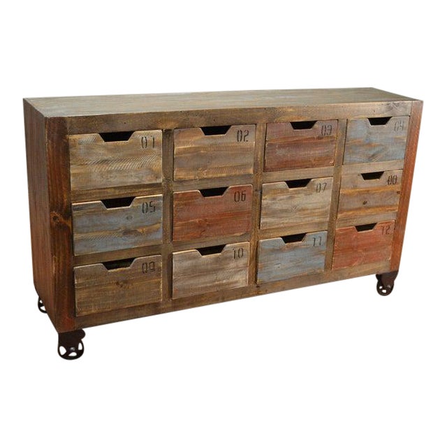 Crafters and Weavers Bayshore 12 Drawer Countdown Console / Dresser - Multi Color For Sale