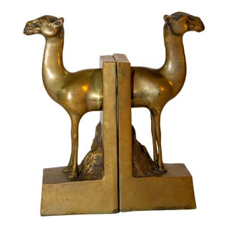 Dolbi Cashier Large Brass Camel Bookends Sculpture 1960s For Sale
