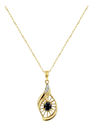Oval Sapphire with Diamond Accent Necklace 16"