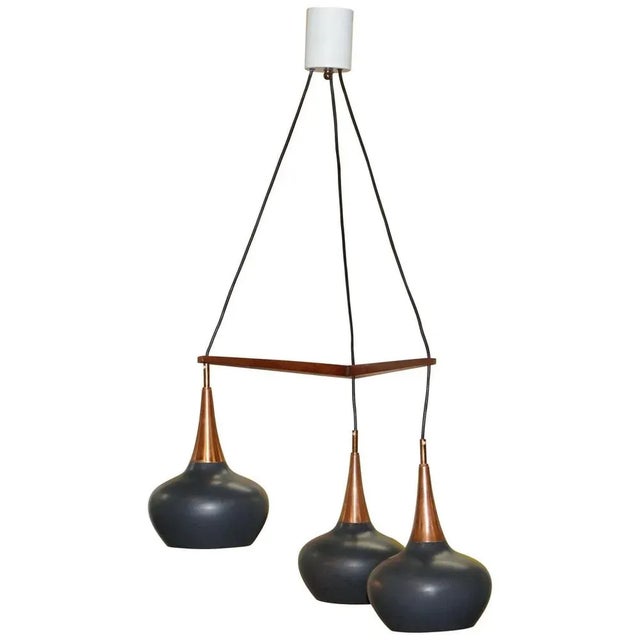 Triple Light Chandelier by Uno and Osten Kristiansson for Luxus, 1960s For Sale - Image 18 of 18