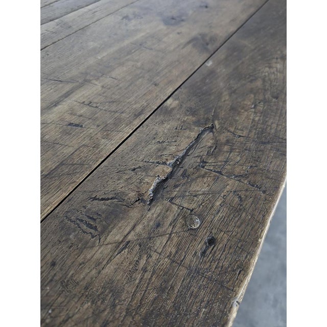 Vintage Oak Farmhouse Table For Sale - Image 6 of 7
