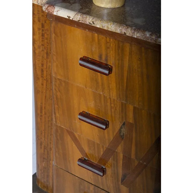 Italian Futurist Chest of Drawers in Marble and Wood with Iconographic Inlay, 1915 For Sale - Image 4 of 11
