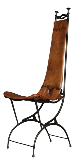Iron & Leather Side Chair from Sido and François Thévenin, 1980s