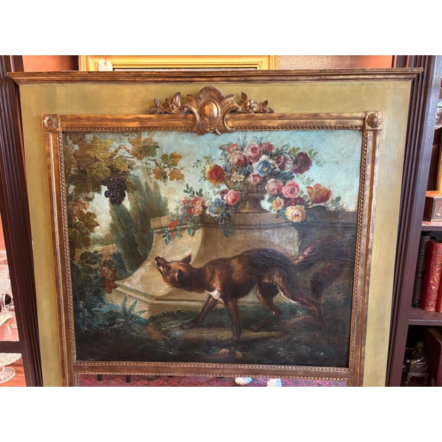 19th Century French Napoleon III Trumeau Mirror With Aesop’s “The Fox and the Grapes” Oil Painting, C. 1860 [Ks] For Sale - Image 9 of 11