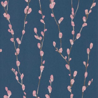 Harlequin Salice Wallpaper in Rose/Navy For Sale