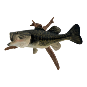 Late 20th Century Largemouth Bass Wall Mount on Driftwood, Rustic Lodge Decor