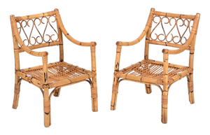 Set of Mid-Century Armchairs in Bamboo and Rattan from Vivai del Sud, Italy, 1970s