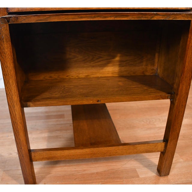 1930s Mission Arts & Crafts Solid Tiger Oak Office Writing Desk / Library Table For Sale - Image 16 of 16