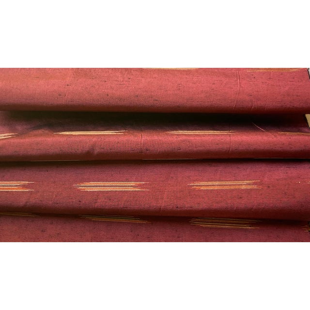 Vintage Red Raw Silk 14 in X 13 Yards For Sale - Image 4 of 5