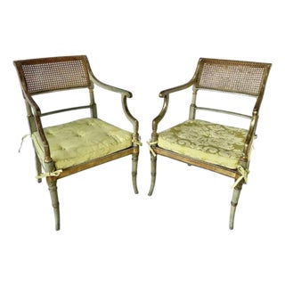 19th Century English Regency Painted and Giltwood Armchairs For Sale