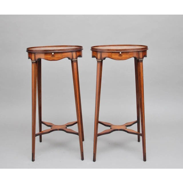 Mahogany and Inlaid Urn Stands, 1900s, Set of 2 For Sale - Image 9 of 16