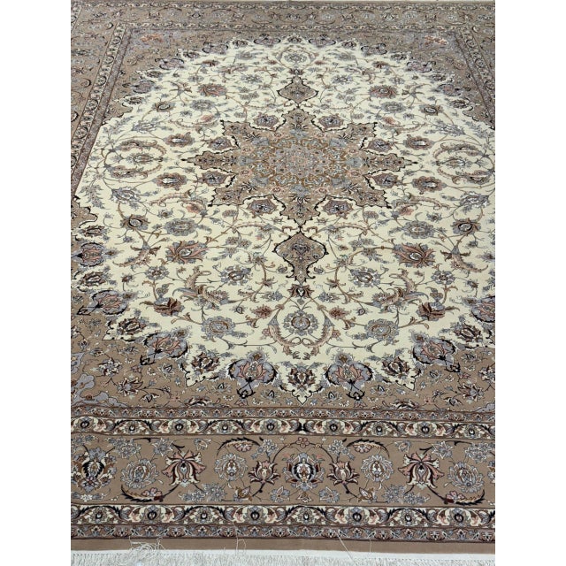 Super Fine Hand Knotted Persian Silk & Wool Isfahan Rug 8'4"x 12' For Sale - Image 13 of 14