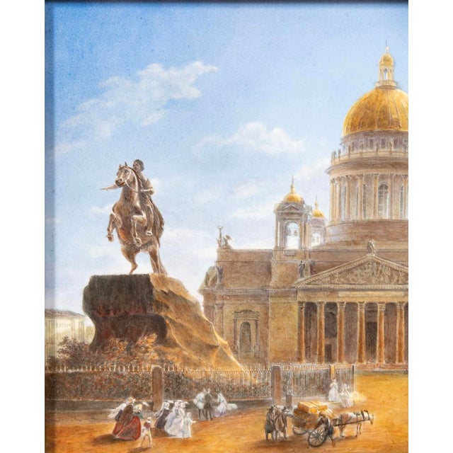Porcelain Plaque Featuring St Isaac's Cathedral With Peter the Great For Sale - Image 4 of 4