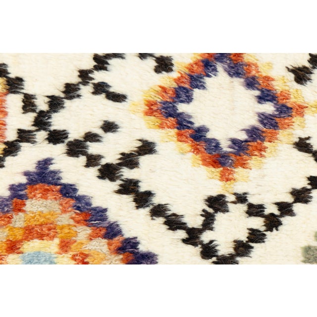 Textile Modern Moroccan Style Hand-Knotted Wool Rug With Colorful Geometric Diamond For Sale - Image 7 of 12
