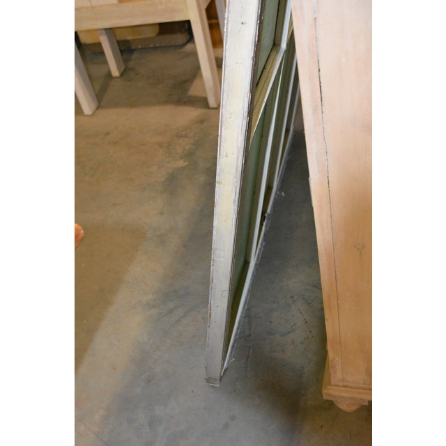 Vintage Large Green Blue & White Slag Glass 6 Pane Window Panel From Va Church For Sale - Image 9 of 18