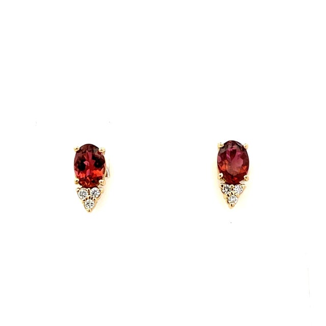 Natural Tourmaline Diamond Earrings 14k Gold 1.87 TCW Certified For Sale - Image 4 of 8