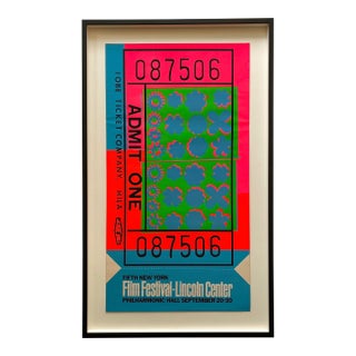 Andy Warhol Vintage 1967 Mid Century Modern Silkscreen Print " Fifth New York Film Festival " Framed Extra Large Iconic Pop Art Poster For Sale