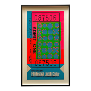 Andy Warhol Vintage 1967 Mid Century Modern Silkscreen Print " Fifth New York Film Festival " Framed Extra Large Iconic Pop Art Poster