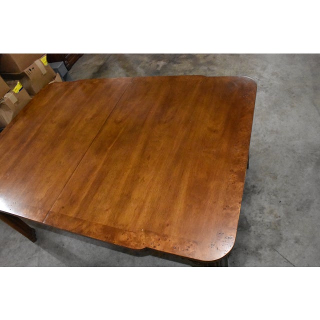 1970s Tomlinson Regency Walnut With Banded Burl Dining Table & 2 Leaves For Sale - Image 5 of 13