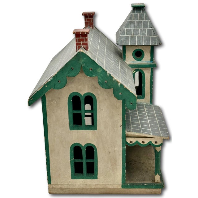 Nice Antique American Hand Made & Painted Wood Folk Art Victorian Style Birdhouse - 18 Inches Tall - Circa Early 1900s For Sale - Image 14 of 18