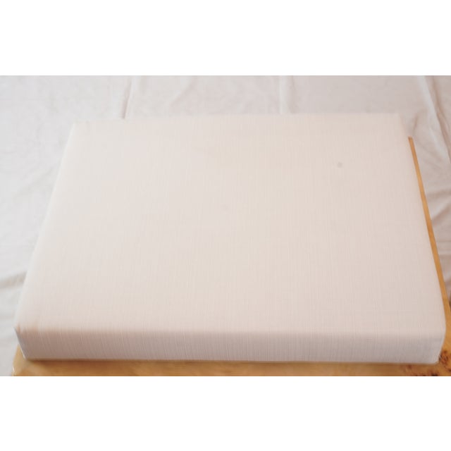 2000 - 2009 Attributed Matthew Izzo Home Biggs Burlwood Stool With Linen Cushions, Pair Of For Sale - Image 5 of 8