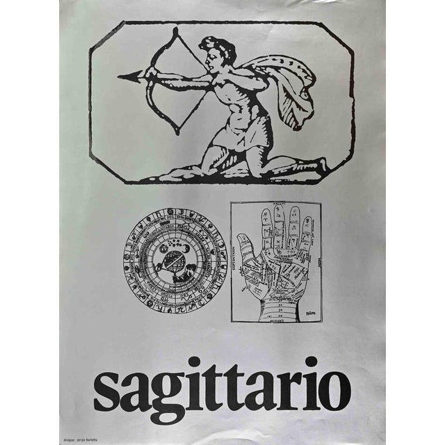 Offset and screen print on grey paper realized by Sergio Barletta in 1973. Not signed nor numbered, as issued. 68 x 50 cm....