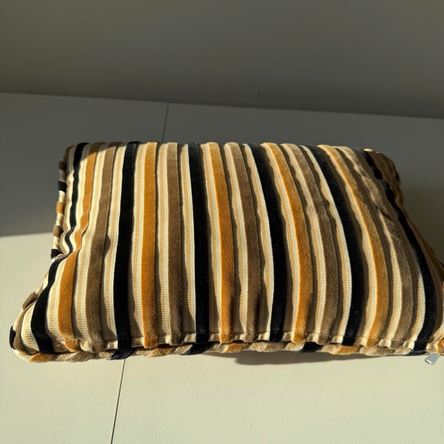 Gold Striped Velvet Lumbar Pillow For Sale - Image 8 of 9