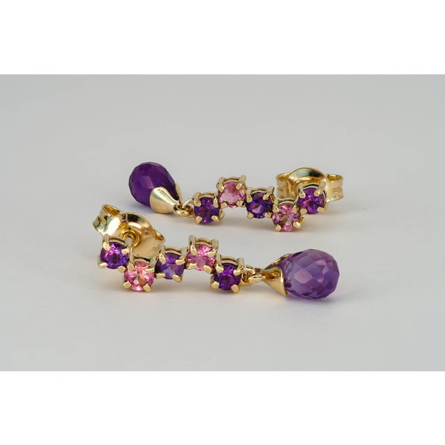 Silver Earrings With Amethysts and Sapphires- Set of 2 For Sale - Image 9 of 13