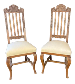 French 19th Century Exquisitely Carved Oak Side Chairs -a Pair