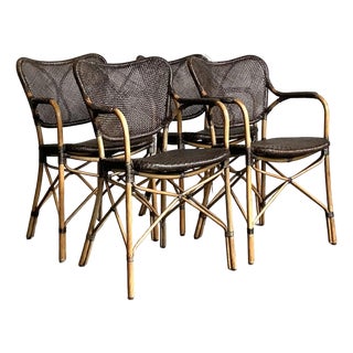 Vintage Boho Yuzuru Yamakawa Woven Dining Chairs After Papperzini- Set of 4 For Sale