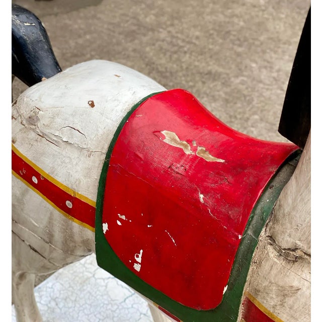 Antique Primitive Farmhouse Wood Carved Carousel Pony Horse For Sale - Image 9 of 10