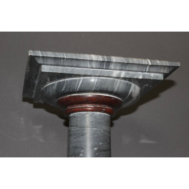 Gray Antique Column in Turquin Blue and Red Marble, 1800s For Sale - Image 8 of 11